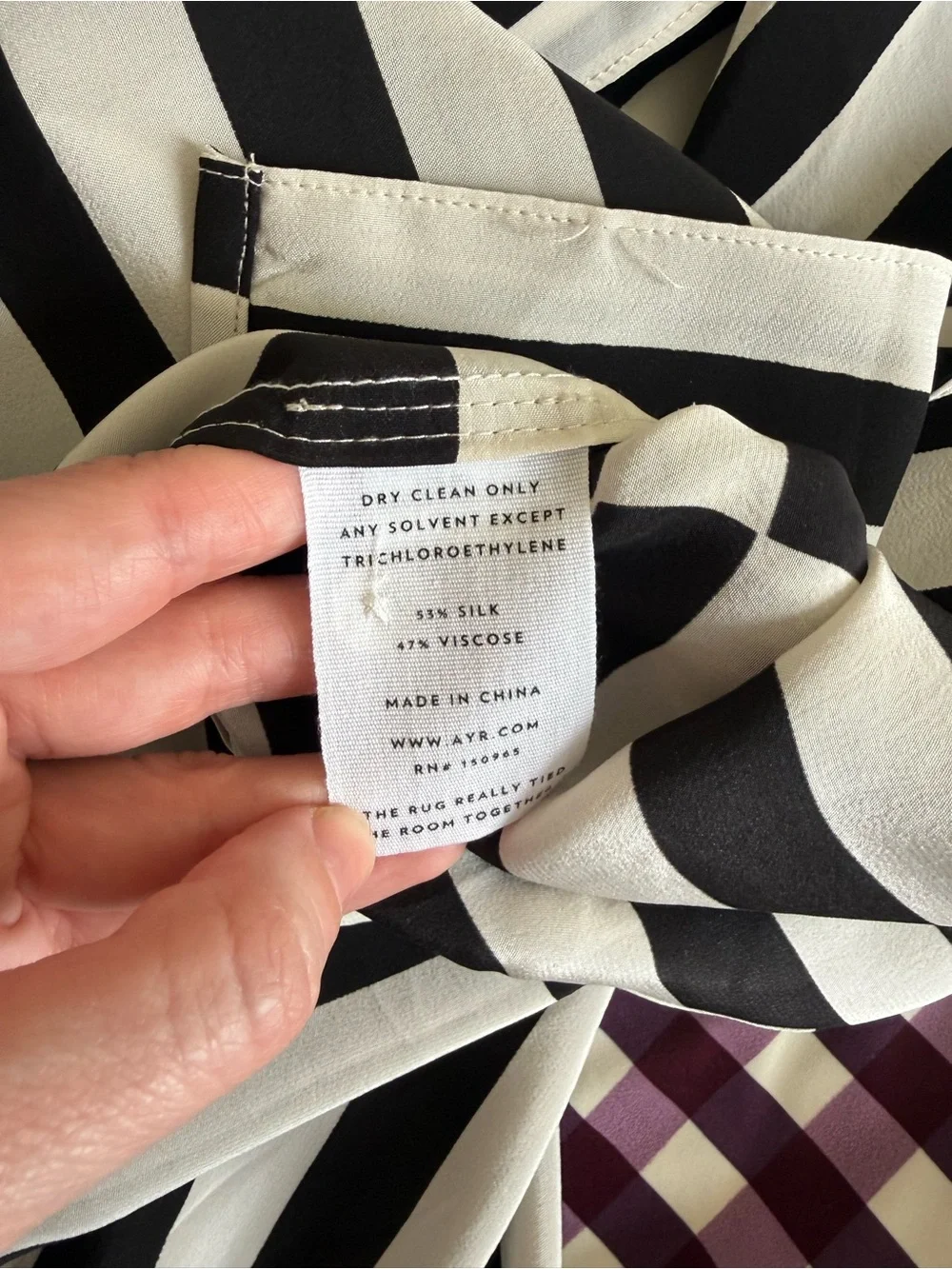AYR The Pool Boy Silk Viscose Short Sleeve Striped Black and White Shirt M - Picture 4 of 4